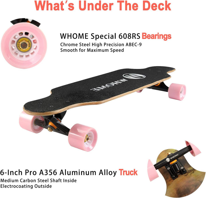 WHOME Longboards – 31 Zoll Kleines Longboard Cruising Skateboard – für Erwachsene/Kinder Mädchen/Jun