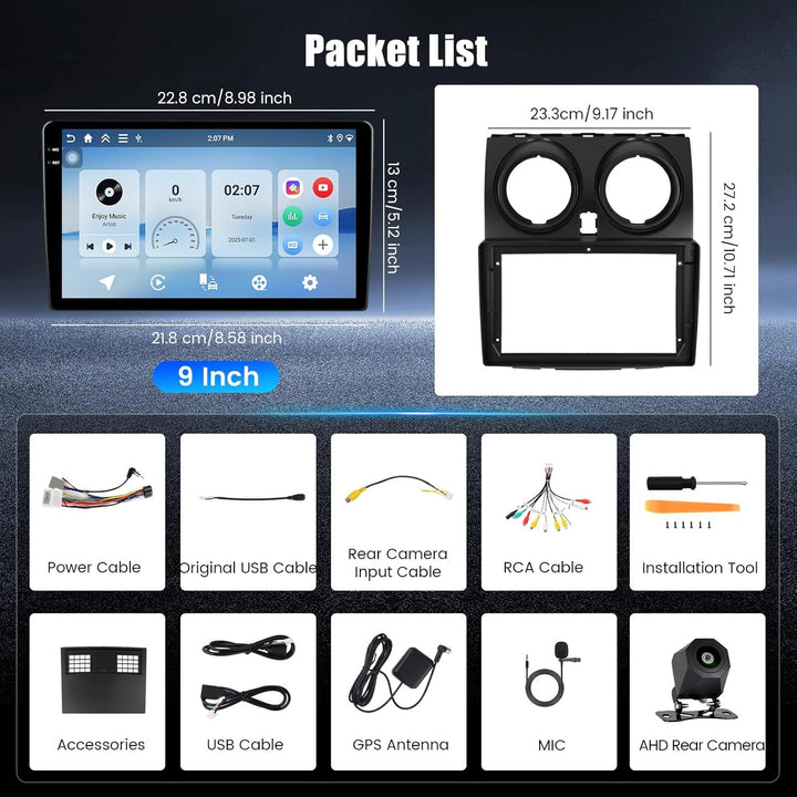 Hikity 4+128G Android 15 Autoradio für Nissan Qashqai J10 (2006-2016), 9" Bildschrim Radio mit Wirel