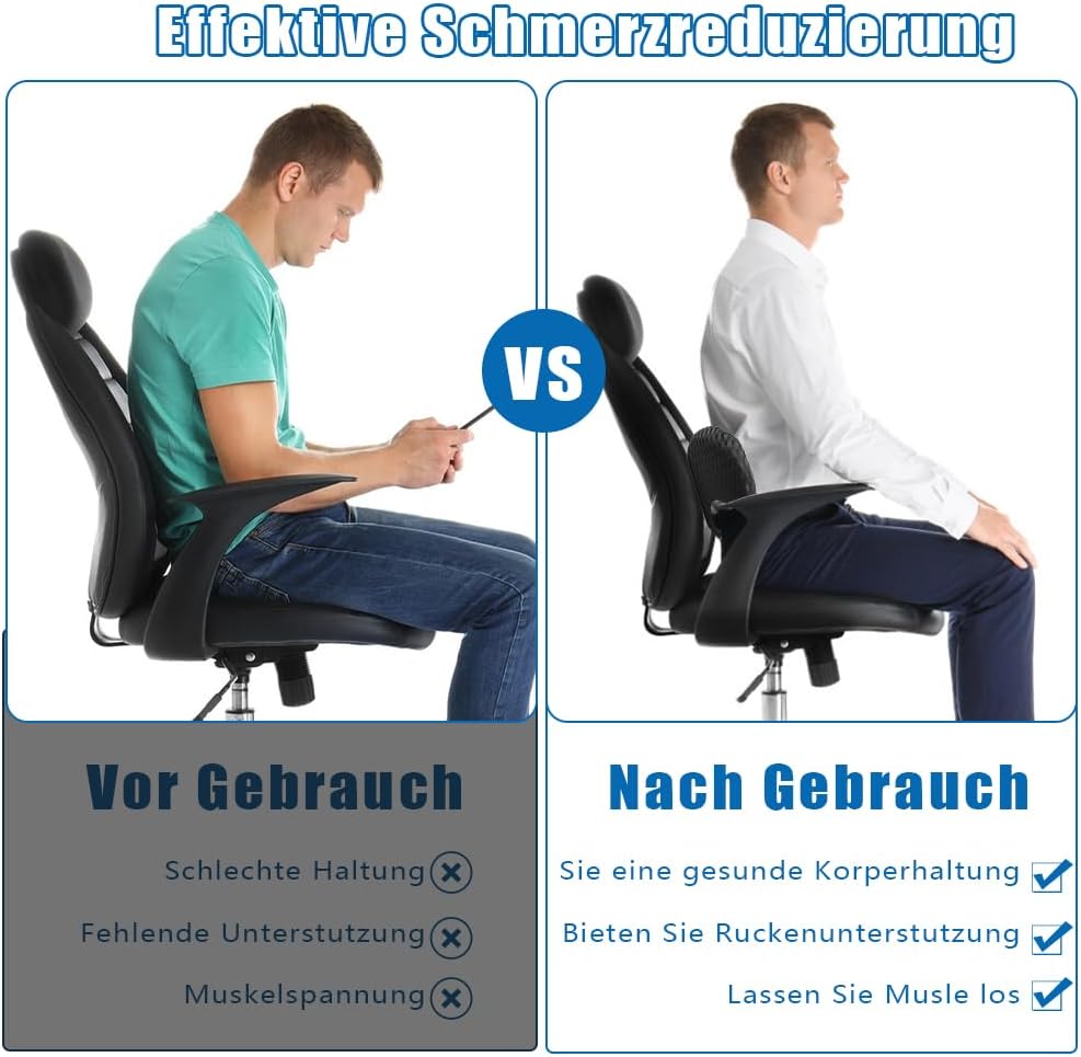 Lumbar Support Pillow aus Memory Foam, Ergonomisches Lendenwirbelkissen mit Gurte, Kissen für rücken