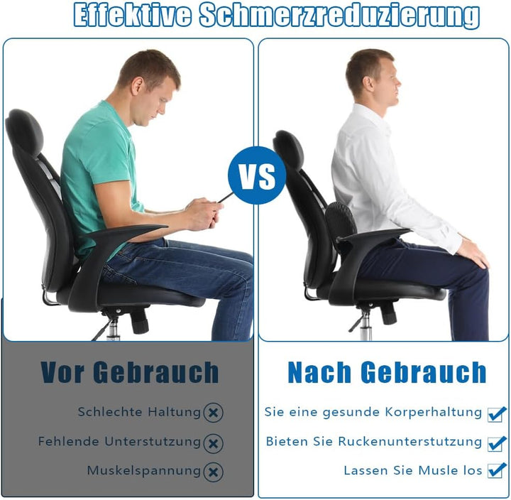 Lumbar Support Pillow aus Memory Foam, Ergonomisches Lendenwirbelkissen mit Gurte, Kissen für rücken