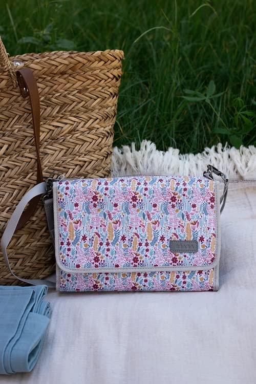 BÉABA, Baby Wickeltasche, Wickelunterlage aus 100% Baumwolle, für unterwegs, mit Fächern für Windeln