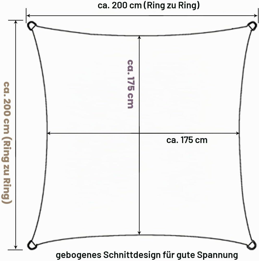 WOLTU Sonnensegel Premium HDPE Wetterbeständig Atmungsaktiv 95% UV Schutz Segeltuch 180 g/m² Sonnens