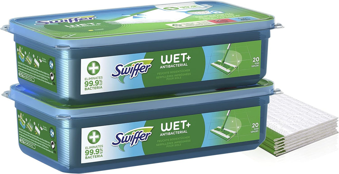 Swiffer Bodenwischer Feuchte Bodentücher (40 Tücher) Wischer ideal gegen Staub, Tierhaare & Allergen