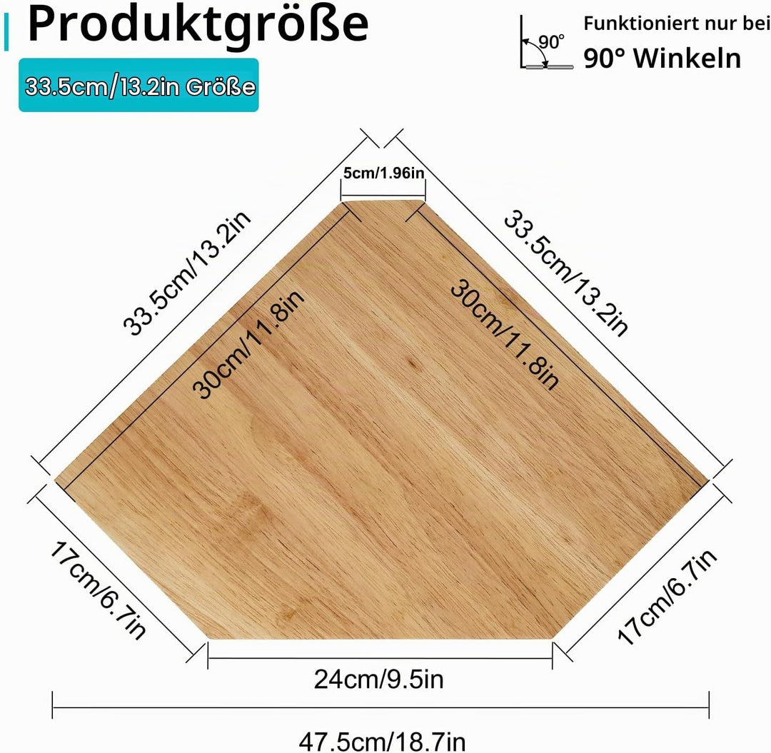 Eckregal Hängend, Eiche Massivholz Eckregal Wandregal Holz Vintage Landhausstil Regal für Schlafzimm