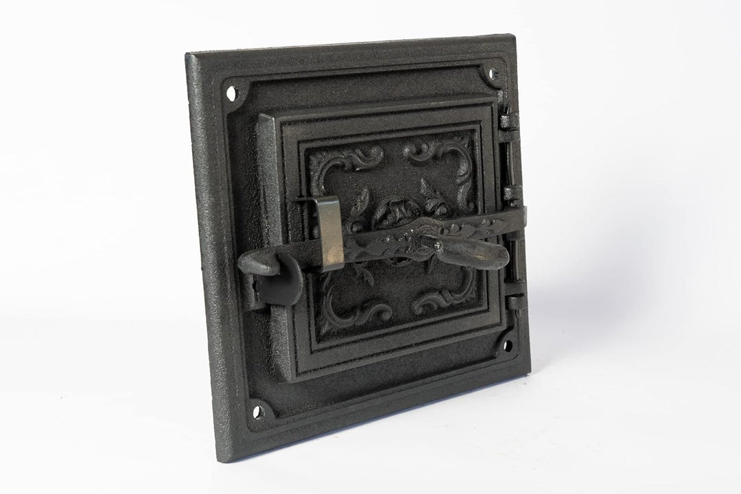 SEZAM Ofentür aus Gusseisen für Feuerstellen mit Dichtschnur - mit Türriegel, Brotofentür - Steinofe