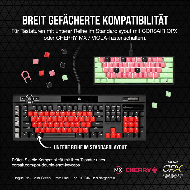 Corsair PBT DOUBLE-SHOT PRO-Tastenkappen-Mod-Kit (Double-Shot-PBT-Tastenkappen, Untere Reihe im Stan