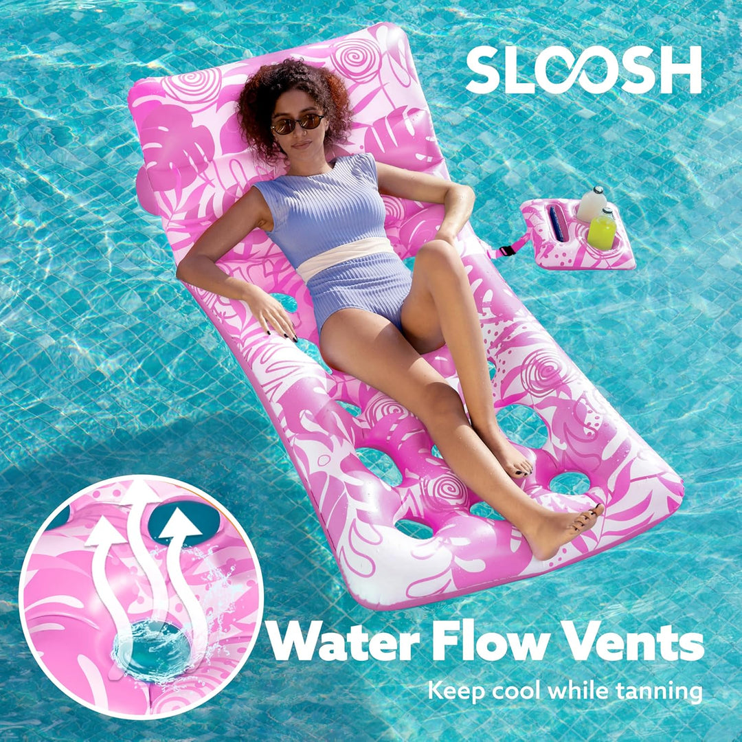 SLOOSH Wasser Pool Luftmatratze für Erwachsene, Aufblasbare Pool-Flösse mit Verstellbarer Rückenlehn