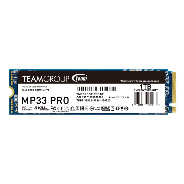 TEAMGROUP MP33 PRO 1TB M.2 PCIe 2280 NVMe 1.3 interne SSD, bis zu 2100 MB/s Gen3x4 Solid State Drive