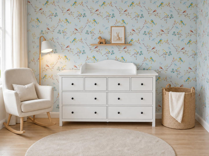 KraftKids Wickelaufsatz weiss passend für breite HEMNES bis 160 cm breit mit Blende