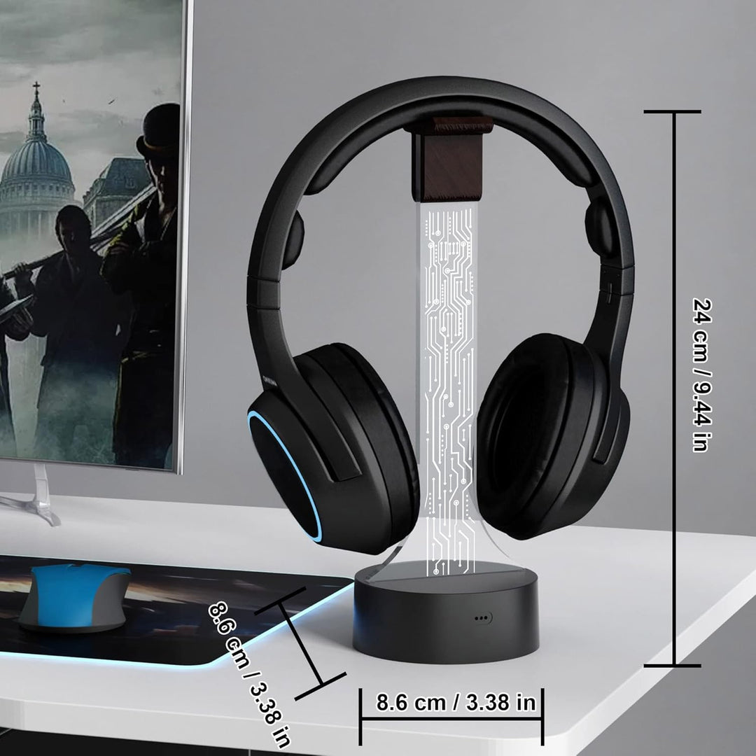 YuanDian Leuchtender Kopfhörerständer für Schreibtisch, Gaming Headset Halterung, RGB mit 16 farbige