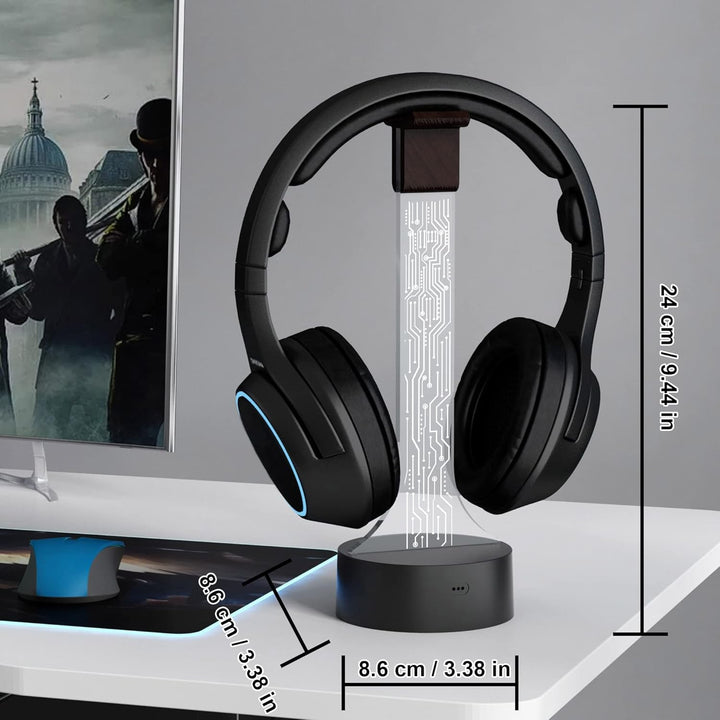 YuanDian Leuchtender Kopfhörerständer für Schreibtisch, Gaming Headset Halterung, RGB mit 16 farbige