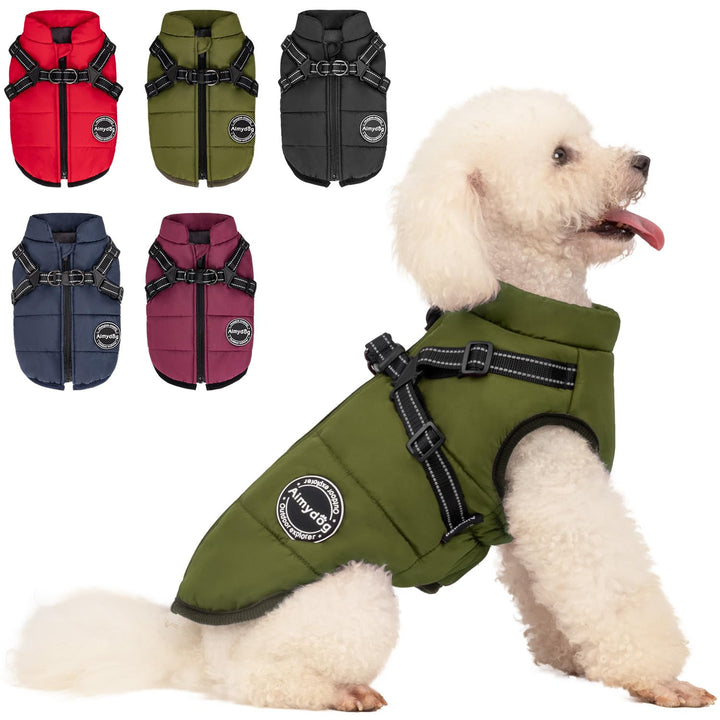 Hundemantel Winter, Wärme Hundejacke Mit Brustgurt Gurt Winddichte mit bauchschutz, Haustier Outdoor