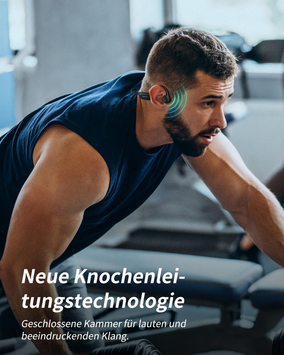 Knochenschall Kopfhörer, Offene Kopfhörer Bluetooth 6.0 Bone Conduction Open Ear Drahtloses Sport He