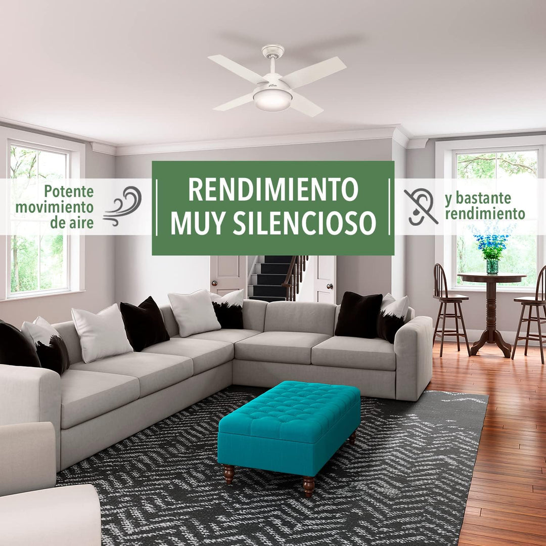 HUNTER FAN Finley, 36 inch, Indoor Ceiling Fan with Light and Handheld Remote, Fresh White Finish, 3
