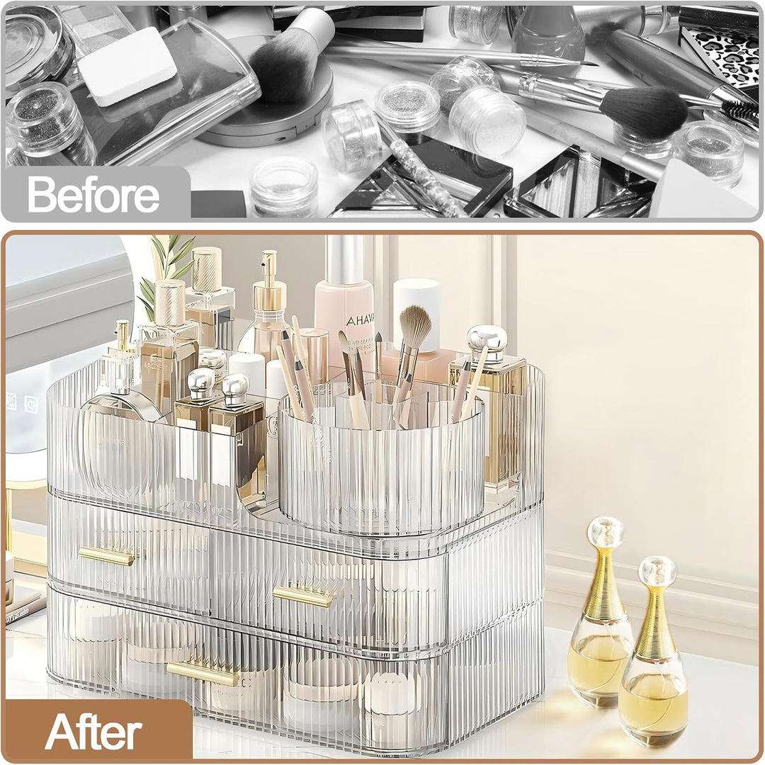 DASITON Make Up Kosmetik Organizer, 360° Drehbar Make Up Pinsel Organizer, Grosser Kosmetik Aufbewah