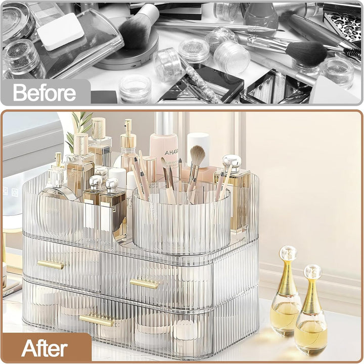 DASITON Make Up Kosmetik Organizer, 360° Drehbar Make Up Pinsel Organizer, Grosser Kosmetik Aufbewah