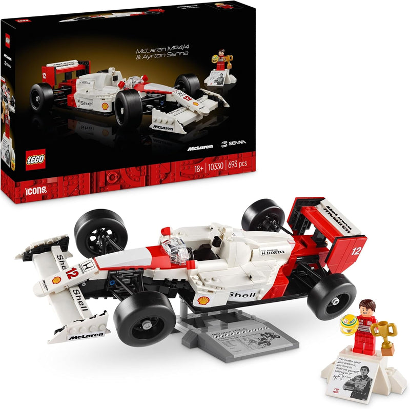 LEGO Icons McLaren MP4/4 & Ayrton Senna Modellauto Set, F1 Rennwagen Bausatz & Speed Champions Audi