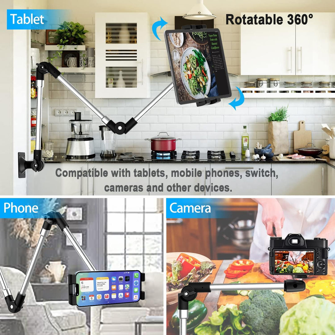 woleyi Langem Arm Tablet Wandhalterung Faltbarer, Multi Winkel Metall Wand Tablet Halterung schwenkb