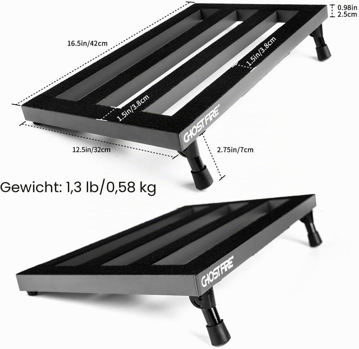 Ghost Fire SPL-03 Gitarren-Pedalboard, Aluminiumlegierung, 600 g, superleicht, 42 x 30 cm, mit Trage