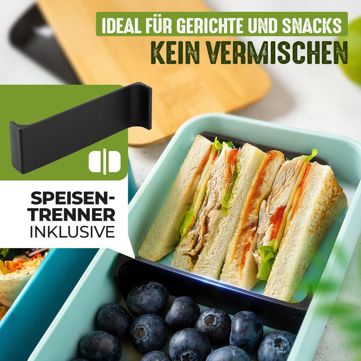 Moritz & Moritz 2er Set Bento Box Kinder in Blau - Perfekte Lunchbox für Kinder und Erwachsene - Bro