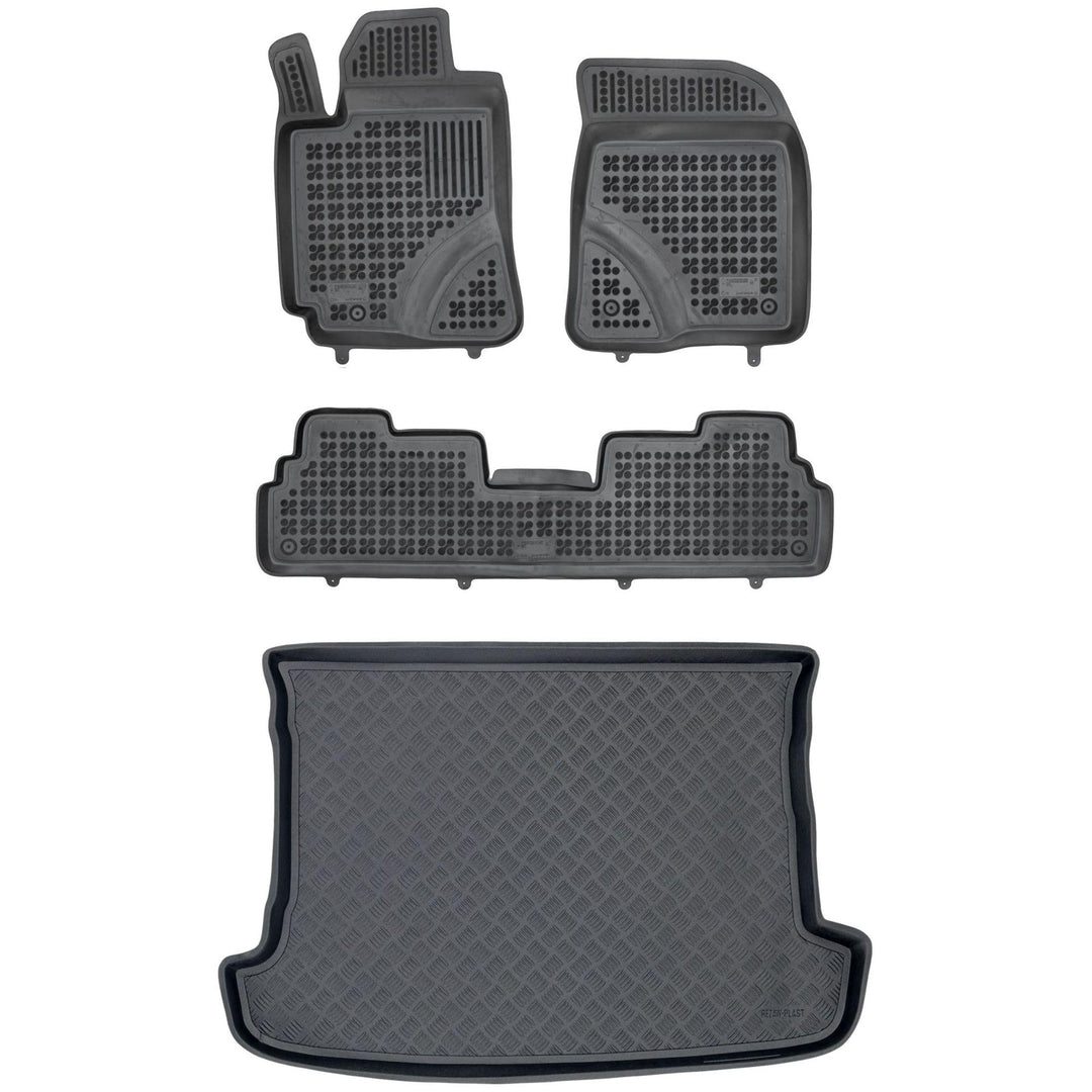 M MOTOS Satz Gummifussmatten und PE Kofferraumwanne für Toyota Corolla Verso II AR10 2004-2009 Verbe