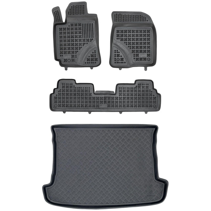 M MOTOS Satz Gummifussmatten und PE Kofferraumwanne für Toyota Corolla Verso II AR10 2004-2009 Verbe