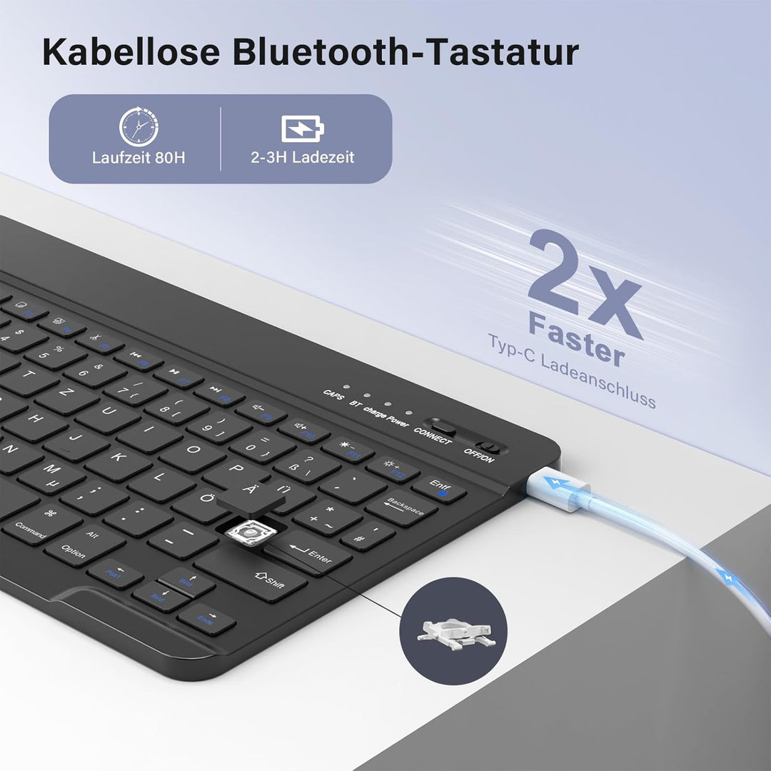 CC Store Hülle mit Tastatur für iPad A16 11 Generation 2025/10 Generation 2022 (11/10.9 Zoll), Magne