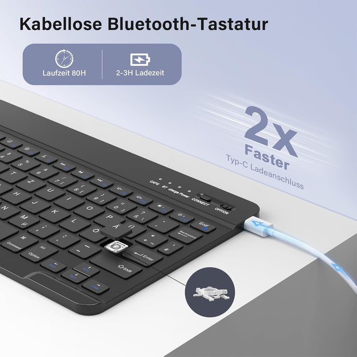 CC Store Hülle mit Tastatur für iPad A16 11 Generation 2025/10 Generation 2022 (11/10.9 Zoll), Magne