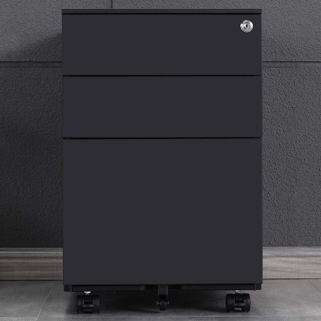 Aktenschränke,Schrankkorpus Vormontiert, Rollcontainer Büro-Rollcontainer mit Anti-umkippen-mechanis