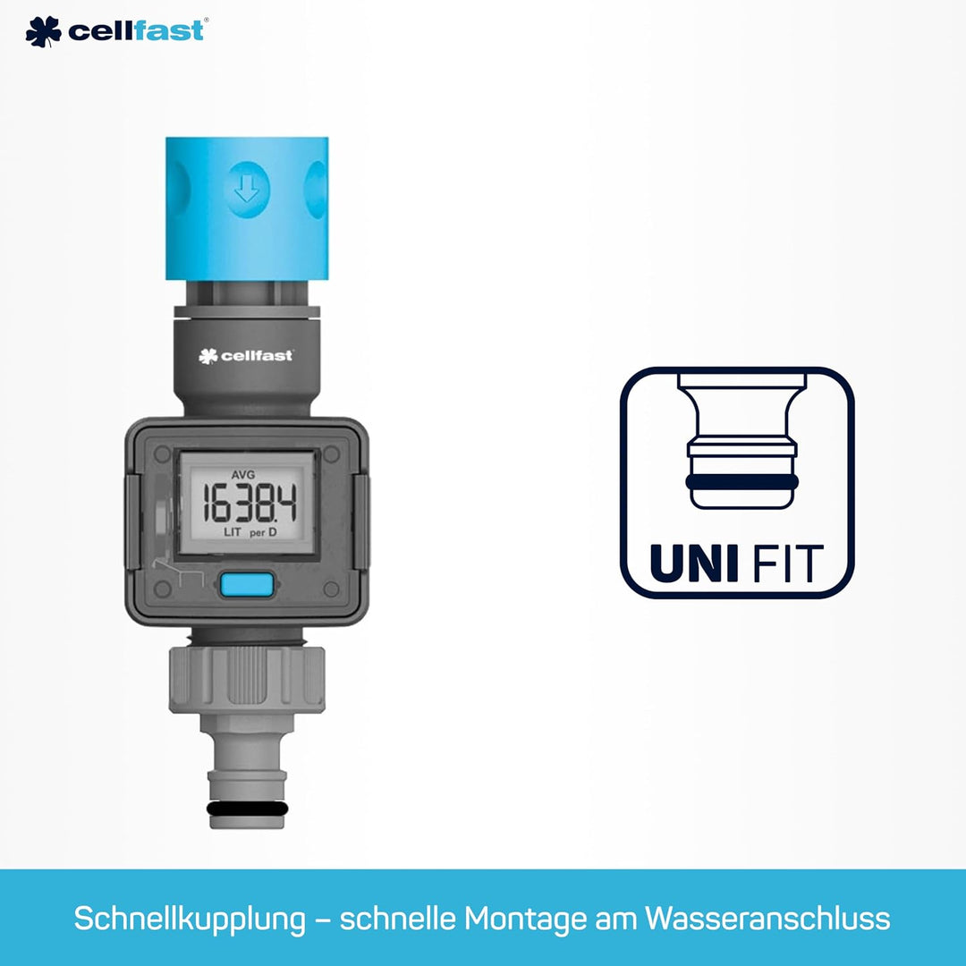 Cellfast Ideal 52-098 Wasserdurchflussmesser,Wassermengenzahler, Wasserzähler - Präzise Kontrolle un