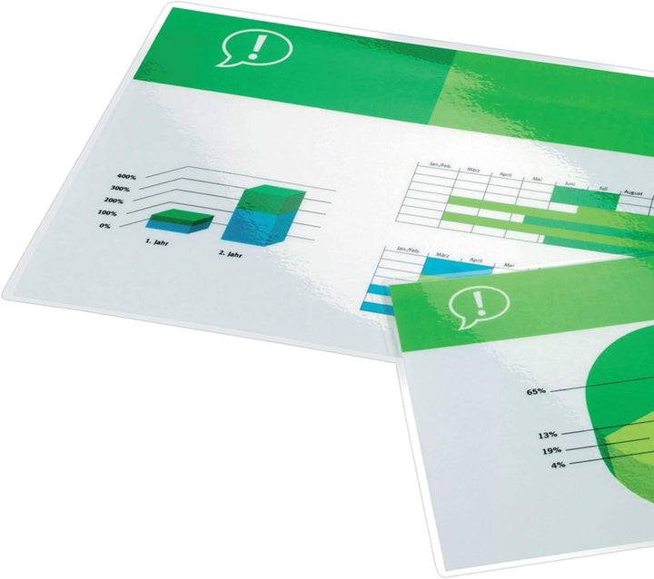 GBC Laminierfolien A3 250 mic, Extra starke und robuste Laminiertaschen im 50er Pack, Glänzend, Tran