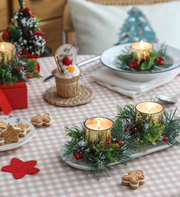 FUND AMLIGHT Weihnachten Teelichthalter Votivkerzenhalter für Tischdekoration 4-teilig, Adventskranz