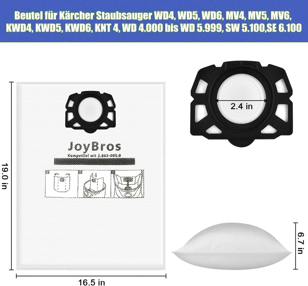 Staubsaugerbeutel Kompatibel mit Kärcher KFI 487 wd4 ps wd5 ps wd6 ps wd5p wd6p Premium 2.863-006.0