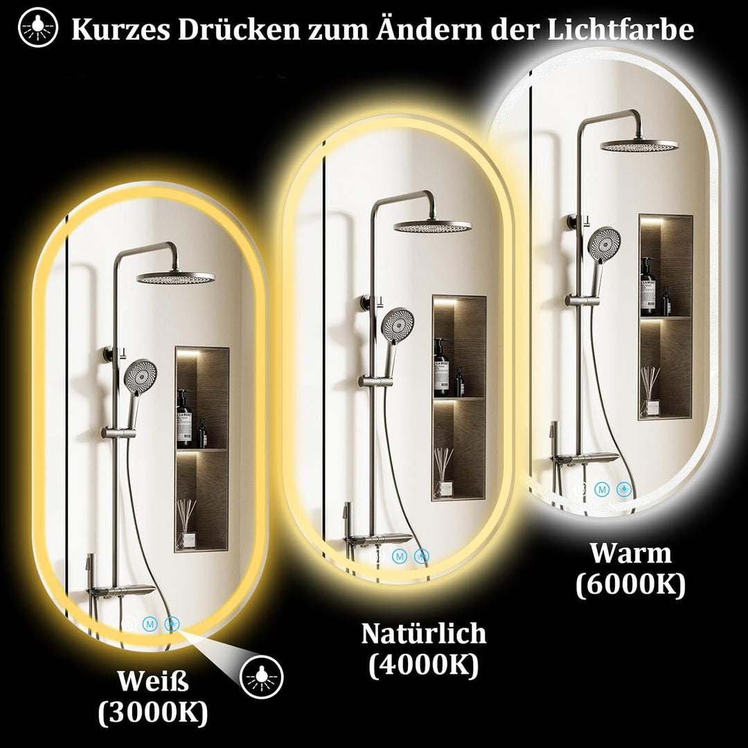 XRAMFY Badspiegel mit Beleuchtung LED 96×55CM Anti-Beschlag Badezimmer Wandspiegel Badezimmerspiegel