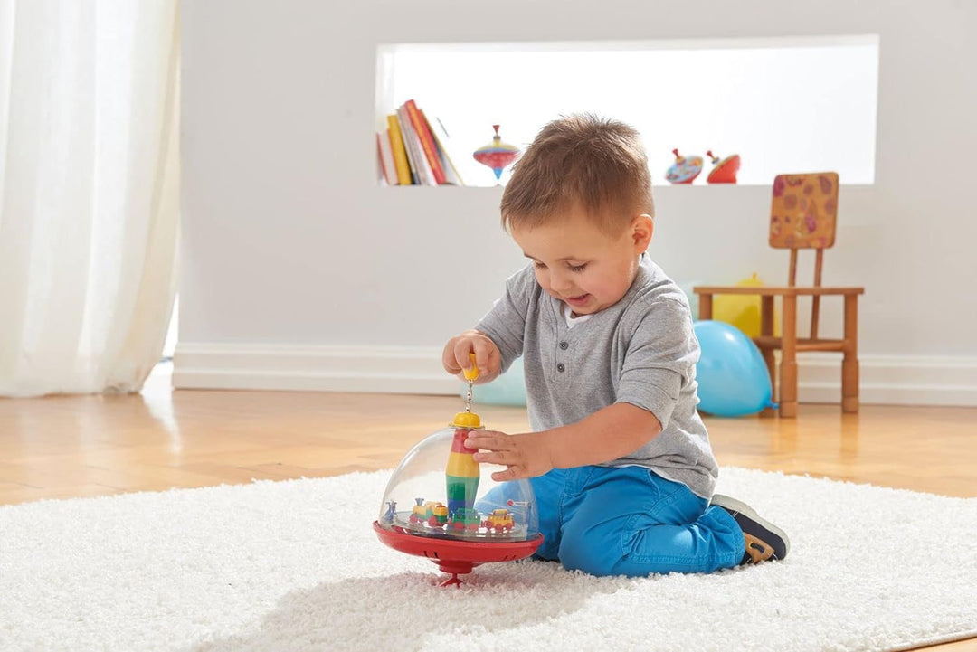 Lena 52120 - Panoramakreisel Eisenbahn Ø 19 cm, Kunststoff Schwungkreisel & Bolz 52754 - Musikdrehdo