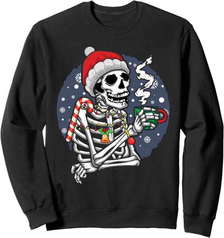 Cooles Skelett trinken Schokolade Winter Dezember Weihnachten Sweatshirt