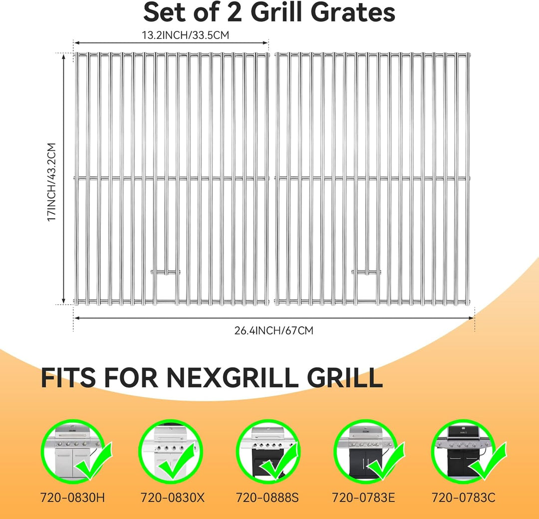 43,2 × 67 CM Edelstahl Grillroste für Nexgrill 4 Brenner 720-0830H 720-0670A 720-0783E 720-0958A, 5