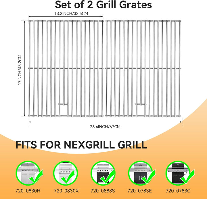 43,2 × 67 CM Edelstahl Grillroste für Nexgrill 4 Brenner 720-0830H 720-0670A 720-0783E 720-0958A, 5