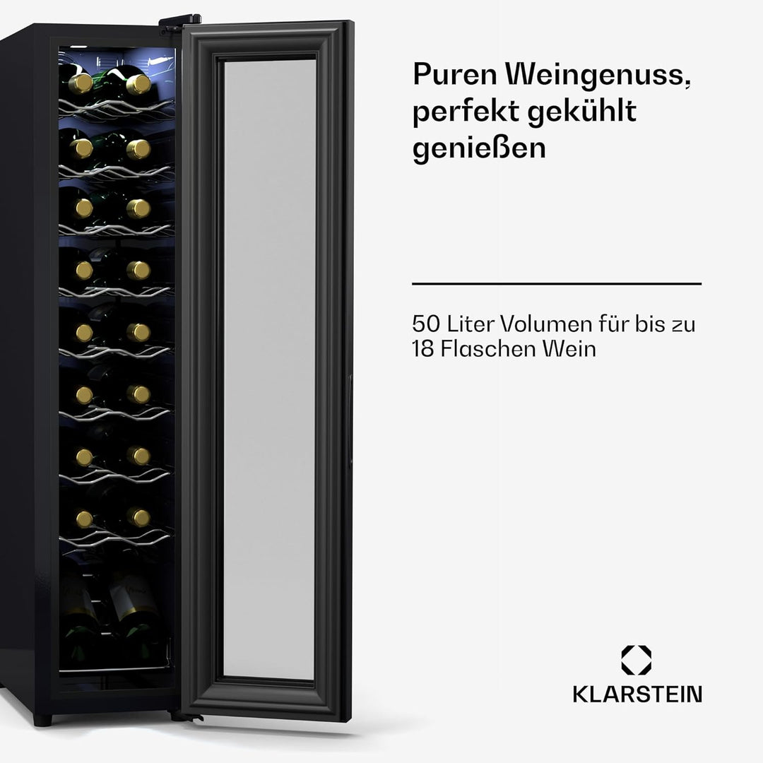 Klarstein Weinkühlschrank,1 Zone Getränkekühlschrank mit Glastür, Leiser Indoor/Outdoor Kühlschrank,