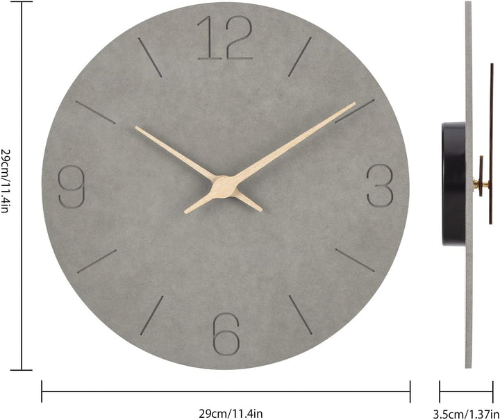 Warminn MDF Holz Wanduhr Ohne TickgeräUsche Lautlos Modern 30cm Quarz Gross Batterie Betriebene Wand