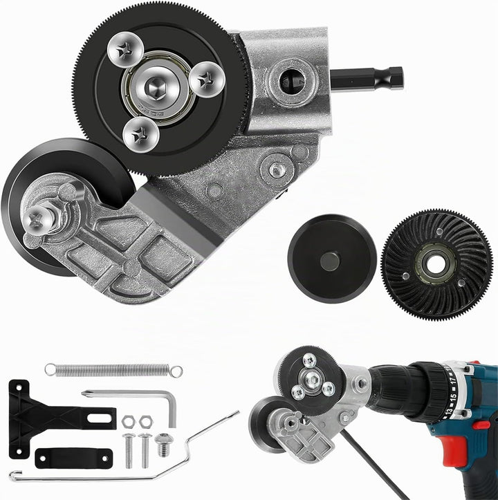Elektrischer Bohrplattenschneider-Aufsatz, 2025 verbesserter Metallblechschneider-Adapter – Drill Cu