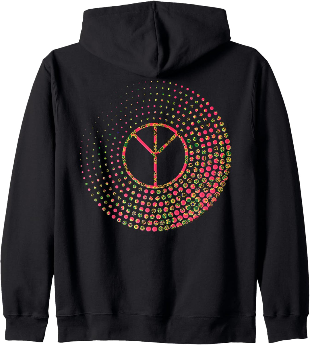 Flower Power PEACE Rune ALGIZ Dots and Blossoms Mandala 1 Kapuzenjacke