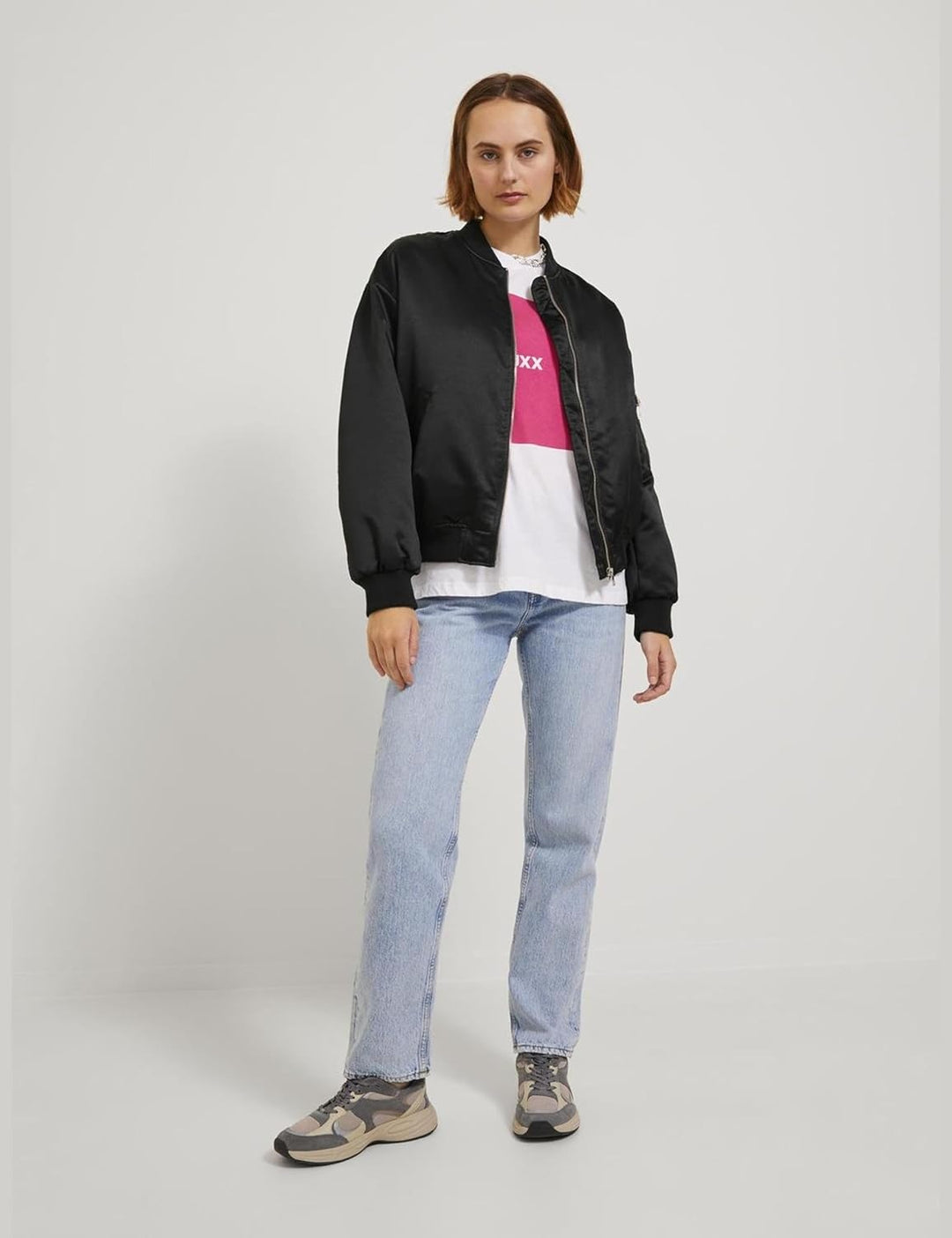 JACK & JONES Damen Jjxx Jxmadison Satin Jacket Bomberjacke, Schwarz, XS EU