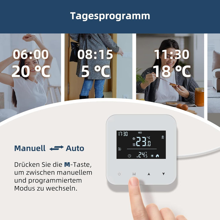 Beok Thermostat Heizung Digital, Programmierbarer Raumthermostat für Steuerung des Gaskessel und Was