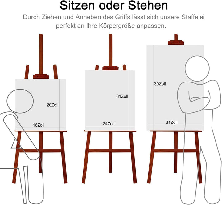 Staffelei aus Holz gross Atelierstaffelei verstellbare Standstaffelei Feldstaffelei Holzstaffelei Le