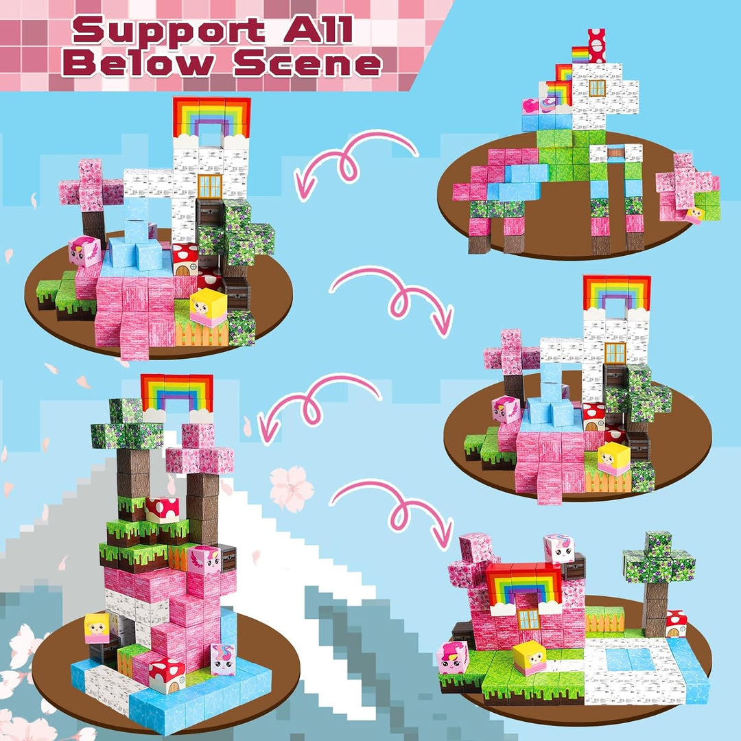 Annexfun Magnetische Bausteine Magnetische Bauwelt Baue Mine traumhafte Einhorn Magnet Welt 100 Stüc