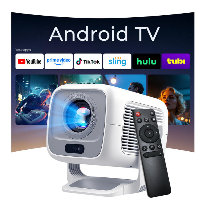 Smart Beamer Integrierte Apps Native 1080P 4K kompatibel 12000 Lumens, Autofokus Keystone Mini Proje