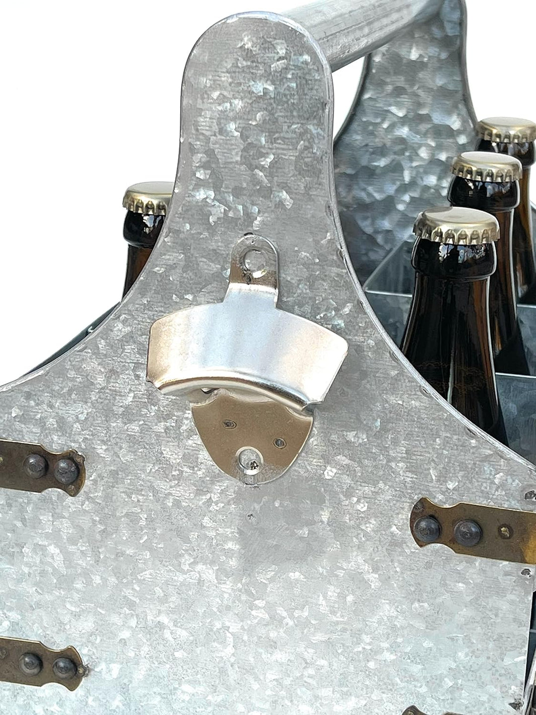 DanDiBo Bierträger Metall mit Öffner 96403 Flaschenträger 6 Flaschen Flaschenöffner Flaschenkorb Män