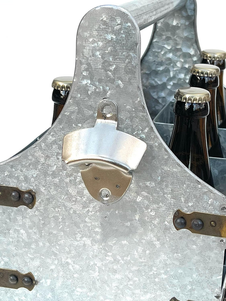 DanDiBo Bierträger Metall mit Öffner 96403 Flaschenträger 6 Flaschen Flaschenöffner Flaschenkorb Män