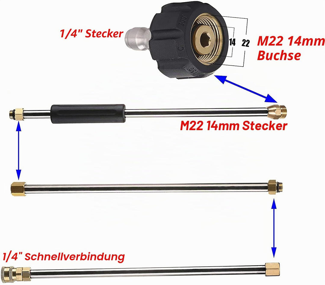 Tool Daily Hochdruckreiniger-Verlängerungsstab, 228,6 cm Hochdruckreiniger-Lanze, 1/4 Zoll Schnellan